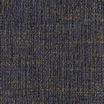 Blueberry textile with mustard and orange accents displays a dense, irregular grid pattern of vertical and horizontal lines creating a textured surface.